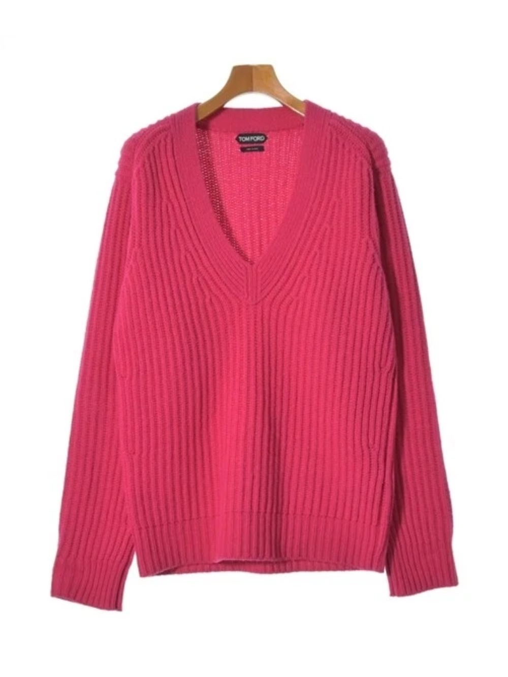 Tom Ford V-Neck Ribbed Sweater in Pink
